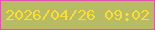 文字の大きさ：1、枠の色：e055af、背景の色：b7bb64、文字の色：fcdd38 無料ブログパーツのブログ時計