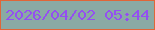 文字の大きさ：5、枠の色：e06638、背景の色：8aaaa4、文字の色：944ff1 無料ブログパーツのブログ時計