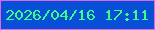 文字の大きさ：4、枠の色：e066ee、背景の色：084fd8、文字の色：39fe88 無料ブログパーツのブログ時計