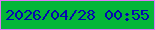 文字の大きさ：3、枠の色：e078f8、背景の色：04b638、文字の色：0507b1 無料ブログパーツのブログ時計