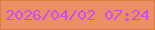 文字の大きさ：5、枠の色：e07b40、背景の色：eb8f67、文字の色：cc48f8 無料ブログパーツのブログ時計