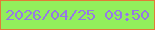 文字の大きさ：5、枠の色：e07d37、背景の色：92ef5c、文字の色：9679e4 無料ブログパーツのブログ時計