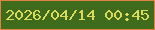 文字の大きさ：2、枠の色：e08342、背景の色：3f6b1c、文字の色：dbda59 無料ブログパーツのブログ時計
