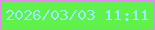 文字の大きさ：1、枠の色：e08cef、背景の色：61f14b、文字の色：9cedf7 無料ブログパーツのブログ時計