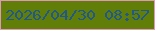 文字の大きさ：5、枠の色：e098b9、背景の色：607e08、文字の色：20588c 無料ブログパーツのブログ時計