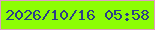 文字の大きさ：4、枠の色：e09dc4、背景の色：8dfd04、文字の色：2b3e88 無料ブログパーツのブログ時計