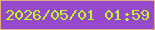 文字の大きさ：5、枠の色：e0ab87、背景の色：9649cd、文字の色：c2f526 無料ブログパーツのブログ時計