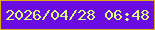 文字の大きさ：3、枠の色：e0ad10、背景の色：6b0ce3、文字の色：d8fd7f 無料ブログパーツのブログ時計
