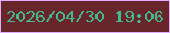 文字の大きさ：4、枠の色：e0aefe、背景の色：68262a、文字の色：44b88e 無料ブログパーツのブログ時計