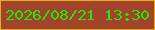 文字の大きさ：4、枠の色：e0af1c、背景の色：a4432b、文字の色：24e705 無料ブログパーツのブログ時計