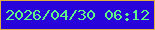 文字の大きさ：3、枠の色：e0af42、背景の色：2803da、文字の色：60f389 無料ブログパーツのブログ時計