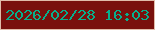 文字の大きさ：2、枠の色：e0bca9、背景の色：79100c、文字の色：06af8c 無料ブログパーツのブログ時計