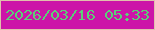 文字の大きさ：5、枠の色：e0bfad、背景の色：cc14a8、文字の色：5bcf78 無料ブログパーツのブログ時計