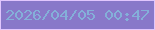 文字の大きさ：1、枠の色：e0c6fd、背景の色：8878c9、文字の色：84afd9 無料ブログパーツのブログ時計
