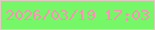 文字の大きさ：3、枠の色：e0cac2、背景の色：75f767、文字の色：f993b6 無料ブログパーツのブログ時計