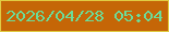 文字の大きさ：5、枠の色：e0cb43、背景の色：c56607、文字の色：6cdc98 無料ブログパーツのブログ時計