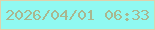 文字の大きさ：5、枠の色：e0d1ab、背景の色：90f9f1、文字の色：a9b790 無料ブログパーツのブログ時計