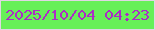 文字の大きさ：1、枠の色：e0d7e3、背景の色：67f058、文字の色：ac2cc6 無料ブログパーツのブログ時計