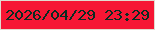 文字の大きさ：2、枠の色：e0dbcf、背景の色：f61634、文字の色：092c22 無料ブログパーツのブログ時計