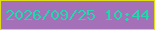 文字の大きさ：2、枠の色：e0dc18、背景の色：a470b7、文字の色：20d8ab 無料ブログパーツのブログ時計