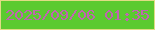 文字の大きさ：2、枠の色：e0dc85、背景の色：5bca30、文字の色：c065b0 無料ブログパーツのブログ時計