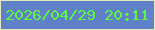 文字の大きさ：2、枠の色：e0e8bd、背景の色：6080c8、文字の色：5bf742 無料ブログパーツのブログ時計
