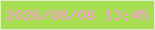 文字の大きさ：2、枠の色：e0ebda、背景の色：a7de51、文字の色：fd9add 無料ブログパーツのブログ時計