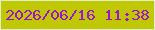 文字の大きさ：5、枠の色：e0eeca、背景の色：bfc803、文字の色：9d14cb 無料ブログパーツのブログ時計