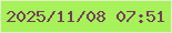 文字の大きさ：4、枠の色：e0f0c6、背景の色：a7f15a、文字の色：723f56 無料ブログパーツのブログ時計