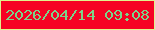 文字の大きさ：5、枠の色：e0f28c、背景の色：f60223、文字の色：7bd489 無料ブログパーツのブログ時計