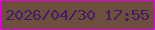 文字の大きさ：2、枠の色：e101df、背景の色：6e4f3e、文字の色：3e1e67 無料ブログパーツのブログ時計