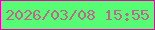 文字の大きさ：4、枠の色：e104ac、背景の色：56fc73、文字の色：be6691 無料ブログパーツのブログ時計