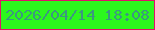 文字の大きさ：3、枠の色：e1106a、背景の色：2cf71d、文字の色：3b9880 無料ブログパーツのブログ時計