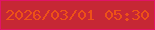文字の大きさ：5、枠の色：e11368、背景の色：c62735、文字の色：ed5118 無料ブログパーツのブログ時計