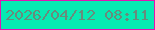 文字の大きさ：1、枠の色：e114b2、背景の色：06eab2、文字の色：688b7c 無料ブログパーツのブログ時計