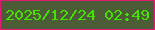 文字の大きさ：4、枠の色：e11a73、背景の色：4b5c37、文字の色：46e202 無料ブログパーツのブログ時計