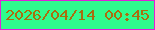 文字の大きさ：3、枠の色：e120d8、背景の色：30fb8d、文字の色：aa6d0e 無料ブログパーツのブログ時計