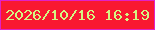 文字の大きさ：5、枠の色：e121c7、背景の色：f91831、文字の色：d4f783 無料ブログパーツのブログ時計