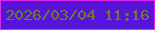 文字の大きさ：5、枠の色：e126f4、背景の色：5714d9、文字の色：727933 無料ブログパーツのブログ時計