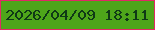 文字の大きさ：4、枠の色：e12865、背景の色：4ea51a、文字の色：0f3916 無料ブログパーツのブログ時計