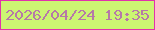 文字の大きさ：4、枠の色：e132ab、背景の色：ccf572、文字の色：b679a8 無料ブログパーツのブログ時計