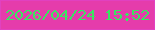 文字の大きさ：4、枠の色：e141c0、背景の色：e53cab、文字の色：39e661 無料ブログパーツのブログ時計