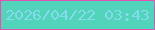 文字の大きさ：5、枠の色：e154b2、背景の色：52d4bb、文字の色：83dbeb 無料ブログパーツのブログ時計