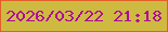 文字の大きさ：2、枠の色：e15e2a、背景の色：ceba41、文字の色：af079b 無料ブログパーツのブログ時計