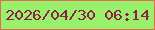 文字の大きさ：3、枠の色：e16c52、背景の色：99f06b、文字の色：8f1f48 無料ブログパーツのブログ時計