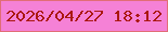 文字の大きさ：1、枠の色：e16d76、背景の色：f581d6、文字の色：aa1811 無料ブログパーツのブログ時計