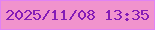 文字の大きさ：4、枠の色：e182f4、背景の色：f193cd、文字の色：851bb6 無料ブログパーツのブログ時計