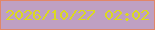 文字の大きさ：2、枠の色：e18668、背景の色：bfa0c2、文字の色：dbd921 無料ブログパーツのブログ時計