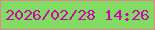 文字の大きさ：5、枠の色：e18691、背景の色：82db62、文字の色：cb08ad 無料ブログパーツのブログ時計