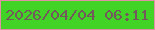 文字の大きさ：3、枠の色：e18fa4、背景の色：41d426、文字の色：73585c 無料ブログパーツのブログ時計